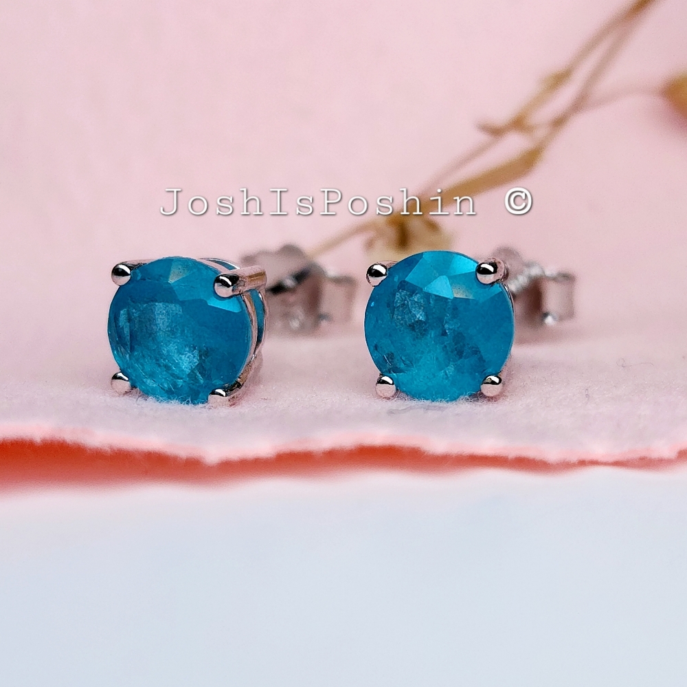 1.6ctw brazilian paraiba tourmaline stud earrings in sterling silver